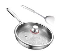 Générique Titanium Steel Pan - Titanium Steel Pan | Frying Pans Nonstick With Lid and Spatula | Non Stick Deep Skillet With Lid and Spatula, Saute Pot For Restaurant Pancake Baking Searing Camping