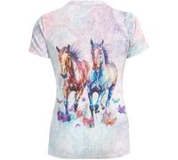 Générique Top da donna, casual, alla moda, a maniche corte, camicetta leggera con scollo a V e stampa moderna, top ideale per abbigliamento da città, shopping, viaggi o tempo libero, Viola Chiaro 100