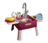 Générique Toy Sink - 45 x 30 x 38 cm Play Kitchen | Play Sink, ABS Plaÿ Siink Toy with Automatic Running Water Faucet, Plaÿ House Kitchen Set with Fruit Vegetable Chopping and Filter Rack for Children