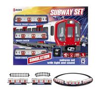 Générique Toy Train Set - Retro Train with Track - 40 x 30,5 x 7 cm Electric Retro Vehicle Set with Light and Sound, Handy to Install Educational Subway Playset for Children Aged 4-10 Years Old