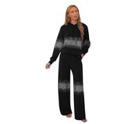 Générique Tuta da donna, 2 pezzi, per il tempo libero, con strass, con cappuccio, comodo, pantaloni da jogging larghi con coulisse e tasche, set sportivo da donna alla moda per Streetwear