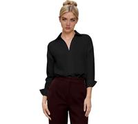Générique Tuta da donna elegante e aderente con maniche lunghe e colletto a camicia per un abbigliamento casual confortevole in tessuto elasticizzato, Le Noir, XXL