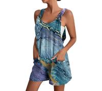 Générique Tuta estiva con tasche da donna, tuta da donna, versatile e confortevole, per la casa, il lounge o le uscite all'aperto casual, stile semplice e pratico, Blu chiaro79, XXL