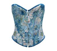 Générique Tuta senza Spalline Donna Stampata Struttura Ossa Pesce Effetto Pancia Piatto E Supporto Petto Per Eleganza Quotidiana Corsetto Donna, blu, XX-Large