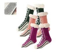 Générique Ultra-thick Cashmere Slipper Home Socks,Winter Fleece Lined Slipper Sock,Cozy Socks with Non Slip Bottom (3A, Adulto, Donna, Taglia unica, Testo, Sistema Taglie Calzature EU, Media)