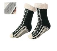 Générique Ultra-thick Cashmere Slipper Home Socks,Winter Fleece Lined Slipper Sock,Cozy Socks with Non Slip Bottom (Black, Adulto, Donna, Taglia unica, Testo, Sistema Taglie Calzature EU, Media)