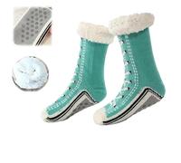 Générique Ultra-thick Cashmere Slipper Home Socks,Winter Fleece Lined Slipper Sock,Cozy Socks with Non Slip Bottom (Blue, Adulto, Donna, Taglia unica, Testo, Sistema Taglie Calzature EU, Media)