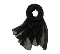 Générique Urna uomo casual colorato multicolore tinta unita chiffon sottile sciarpa di seta regolare sciarpa solare Clip Cravatta Mano, Le Noir, Taglia unica