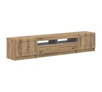 Générique Utrecht - Mobile TV LED, 3 pezzi, in legno di quercia | Generoso scaffali multipli, motivo lineare, porte reversibili, connettore USB, montaggio a parete