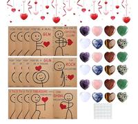 Générique Valentine's Day Card, 24 Pack Collectible, Keepsake Greeting Set, Acrylic Heart Cards, Valentine's Day Gift, Him Her Present for Wife Girlfriend Surprise, Greeting Card Kit for Boys Party