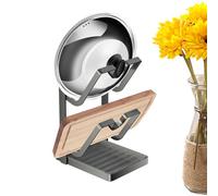 Générique Vaso Lid Organizer per Cabinet - Efficient Spatula Stand With Spoon Rest - Hygiene-Focused Steel Pan Lid Holder With Removable Drip Tray,Strong For Spatula Ladle Spoon Kitchen Countertop