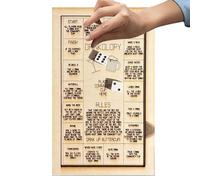 Générique Vassoio per dadi da bere, dadi da gioco a bere in legno, tabellone delle sfide di consumo di dadi, vassoio da gioco a dadi divertente con 2 dadi per adulti, fidanzata, fidanzato, amici