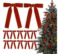 Générique Velvet Bows for Christmas Tree, 12 pezzi Christmas Tree Red Ribbon Bows - Stationery & Party Supplies for Garland Front Door Wrapping Holiday Indoor Outdoor Porch Wreath Mantelpiece