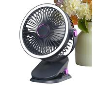 Générique Ventilatore a clip portatile - ventilatore Appendente con 5 velocità, ventilatore portatile con luce per casa e viaggio, passeggino, uomini e donne