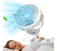 Générique Ventilatore con morsetto - ventilatore a clip, USB-C portatile con luce notturna e ricarica senza fili per camera da , scuola e giardino