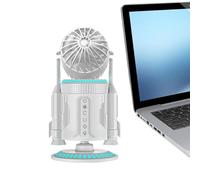 Générique Ventilatore da scrivania | Raffreddatore ad aria personale razzo con luce - Ricaricabile Personal Desk Fan With Mist Spray,Per Dormitorio Cucina Esterno Casa Picnic