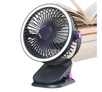 Générique Ventilatore Da Scrivania Ricaricabile | Ventilatore Da Scrivania Clipable | Ventilatore Ricaricabile a 5 Velocità con Illuminazione per Campeggio Passeggino Ufficio Viaggio Uomini Donne