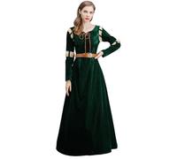 Générique Vestito da Principessa Coraggioso per le Donne Abito del Personaggio Merida Costume Medievale Rinascimento per Halloween Vestito Verde Regina Corte Costume Stile Reale Britannico