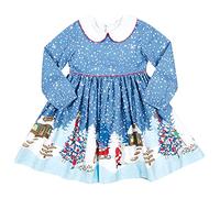 Générique Vestito di Natale Ragazza Ragazze Abiti Pan Bambini Abbigliamento Natale Stampa Arco Principessa Collo Bambino Neonato Santa Ragazze Vestito e Gonna(Light Blue,18-24 Mesi)