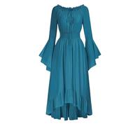Générique Vestito retrò medievale da donna rinascimentale, costume cosplay gotico retrò per Halloween 2025 abito elegante una spalla manica campana vita attillato costume Halloween