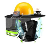 Générique Visiera Casco Da Cantiere | Paraschichi Solare Leggero con Ventilatore Solare - Protezione Nuca Casco Da Cantiere Paralume per Lavoro Esterno, Giardinaggio, Escursionismo, Ciclismo E, Nero