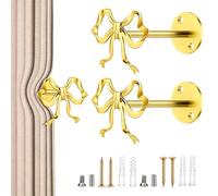 Générique Vorhanghalter Haken 2er Set - Metall Legierung Wandhalter Mit Schleifen Design | Gardinen Halterung | Dekorative Vorhang Raffhalter Für Schlafzimmer Bad Büro Küche Balkon Kinderzimmer