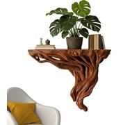 Générique Wall Mount Shelves, Rustic Tree Root Corner Display, Wooden Storage Rack for Books Photos Plants Home Decor Wall Accent Shelf for Living Room Bedroom Kitchen Office Farmhouse Style