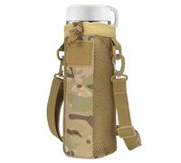 Générique Water Bottle Holder, Drawstring Open Bottles Bag, 9,84 x 4,13 x 4,13 pollici, regolabile Hydration Carrier, Fit Shoulder Strap for Walking, Hiking, Running, Black and Camouflage, camouflage