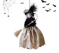 Générique Witch Decor - Hanging Doll with Broom | Halloween Spooky Ornament