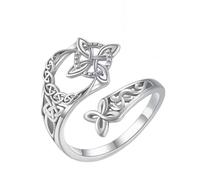 Générique Witches Knot Ring Adjustable Celtic Protection Knot Open Band Ring Vintage Eternity Style Thumb Jewelry, Witchy Celtic Jewelry Gift for Women Daily Wear, 1PCS, Acciaio inossidabile, Agata