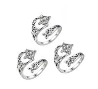 Générique Witches Knot Ring Adjustable Celtic Protection Knot Open Band Ring Vintage Eternity Style Thumb Jewelry, Witchy Celtic Jewelry Gift for Women Daily Wear, 3PCS, Acciaio inossidabile, Agata