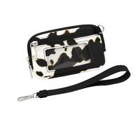 Générique Women's Coin Purse, Wristlet Wallet with Zipper Pocket, Compact Convenient Card Holder,6,1 x 4,06 x 0,79 pollici Phone Organizer for Credit Cards, Cash and Lipstick, Cow nero e bianco