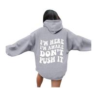Générique Women's Letter Print Hoodies - Giacca calda da donna con cappuccio per giovani, felpa, primavera, autunno, top per il tempo libero all'aria aperta, a maniche lunghe, felpa chic, grigio, M