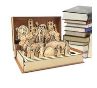 Générique Wood Easter Holy Week Book, Handmade Family Home Decoration, 10,24 x 5,91 in Scene Souvenir for Holiday Decor, Decorative Artwork Keepsake, Easter and Religious Celebrations