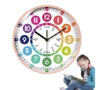 Générique Wooden Clock Teaching Time Toy - ABS 10 x 10 Pollici | Educational Non-Ticking Time Clock, Colorful Telling 。 for Kids | Classroom And Kids Room Wall Decor
