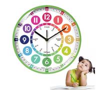 Générique Wooden Clock Teaching Time Toy - ABS 10 x 10 pollici | Educational Non-Ticking Time Clock, Colorful Telling 。ime Cock for Kids | Classroom and Kids Room Wall Decor