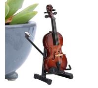 Générique Wooden Miniature Viola, Small Violin Figurine, Musical Strumento Model, Decorative Collectible with Stand for Desk Display in Living Room Study Rooms Workplace Home Decor