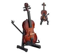 Générique Wooden Miniature Viola, Small Violin Figurine, Musical Strumento Model, Decorative Collectible with Stand for Desk Display in Living Room Study Rooms Workplace Home Decor