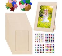 Générique Wooden Picture Frames Display Set, Glitter Heart Star Stickers Included, Unfinished Wood Photo Frame Poster Holder, Elegant Art Decor for Nursery Living Room Tabletop Studio
