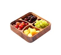 Générique Wooden Snack Tray - Wood 20 x 4,5 cm | 4 Grid Serving Bowl Organizer | Smooth Snack Serving Dish For Duts Dried Fruit Candy Appetizers For Home Kitchen Party Indoor Living Room Use