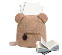 Générique Zaino per orecchie da orso - borsa da scuola a spalla per animali di peluche, confezione di giocattoli morbidi, borsa da viaggio leggera | Regalo per amici di famiglia di asili, cachi