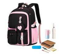 Générique Zaino scolastico per adolescenti - Borsa impermeabile con tasche multiple - Zaino per adolescenti college liceo - per viaggi aerei scuola elementare college adolescenti, Rosa, Se référer au
