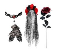 Générique Zuckerschädel-Outfit | Blumen-Spitzen-Stirnband-Kostüm-Accessorio | Traditionelles Día de -Kostüm für die Brautbühne | Vintage-Skelett-Kleidung für Party-Auftritte, Feiertags-Kulturveransta