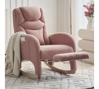 Generisch 052 - Sedia a dondolo, poltrona relax, soggiorno con bracciolo, sedia a dondolo imbottita, per camera da letto, in pelliccia sintetica rosa, portata 110 kg