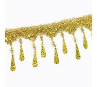 Generisch 1/2/4 metri, Star Sequins - Tazza, in pizzo, color oro, argento, per dance Dresses Trim Ribbon Party Tassels Sewing Accessories(TF202-Gold-1-10cm, 1metro)