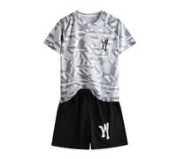 Generisch 1 x Abbigliamento Ragazzo Ragazzo Abbigliamento Casual Asciugatura Rapida Abbigliamento Ragazzo Ragazzo Ragazza T-shirt Estate e Shorts Set 2 Pezzi T Shirts 152 Ragazzi, grigio., 13- 14 anni