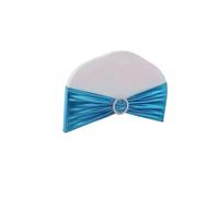 Generisch 10/50/100 pezzi Metallic Chair Sash Bows with Round Buckles - Wedding, Banquet Chair Decoration (Lake Blue, 100pcs)