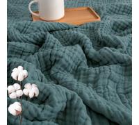 Generisch 100% Cotton Bed Muslin Throw Blanket Adult Soft Lightweight Breathable Gauze Summer Cooling Blanket for Sofas Couch Decor,All Season (Green, 150 x 200cm)