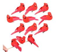 Generisch 12 pezzi Small Red Nature Craft, Artificial Birds with Metal Clip Red Christmas Ornaments Birds | Bird Christmas Tree Ornaments for Park Garden Backyard Home Indoor Tote Bag