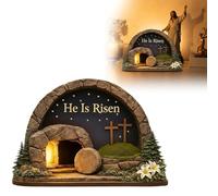 Generisch 13 cm/4,9 grande figura di Pasqua cava in legno con motivo pasquale scena di risurrezione. Adatto per la decorazione di o come decorazione da tavolo. (beige, 15 x 12 cm)